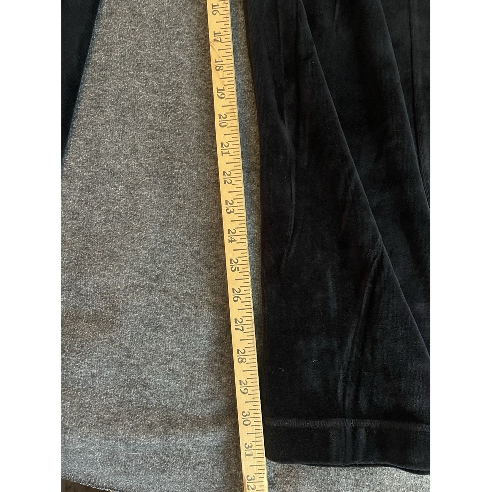 Vintage Eddie Bauer Velour Velvet Wide Leg Lounge Pants Women M Tall Black Y2K - Picture 3 of 5